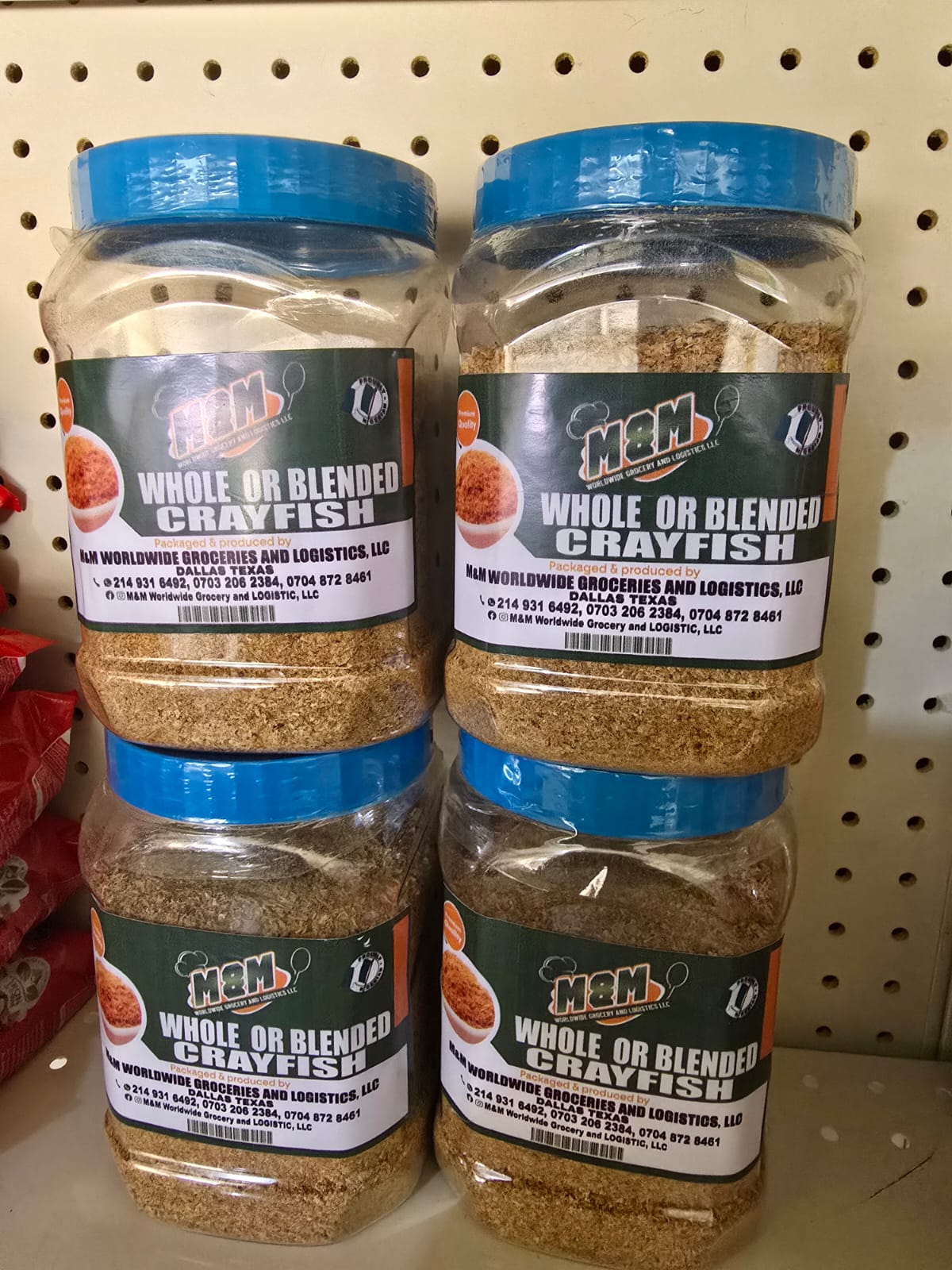 Crayfish (Whole or Blended) with variants.